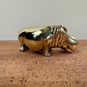 Vintage Brass Smiling Hippo Figurine India image 3