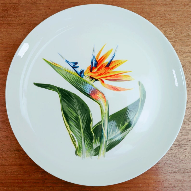 Santa Anita Pottery Bird of Paradise Platter Chop Plate Flowers of Hawaii CA image 1