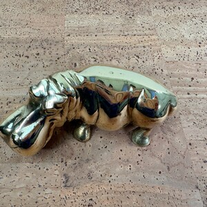 Vintage Brass Smiling Hippo Figurine India image 6