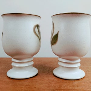 Denby Troubadour 5 1/8 2 Water Goblets VERSION 1 Hand Painted Magnolia Flowers Leaves image 4