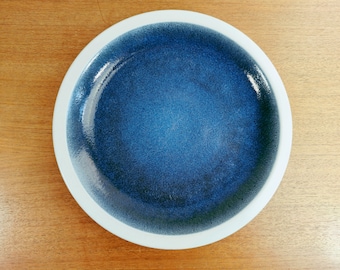 Vintage Heath Ceramics Rim Line Dinner Plate 2 of 2 | Edith Heath | Opal Blue & White | 1980s