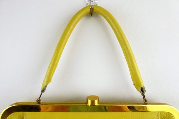 Roger Van Schoyck Yellow Pebbled Leather Handbag … - image 4