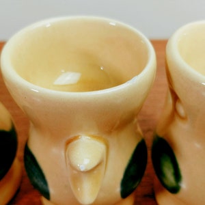 Vintage Ceramic Duck Egg Cups Yellow Birds Blue Wings Green Wings image 6