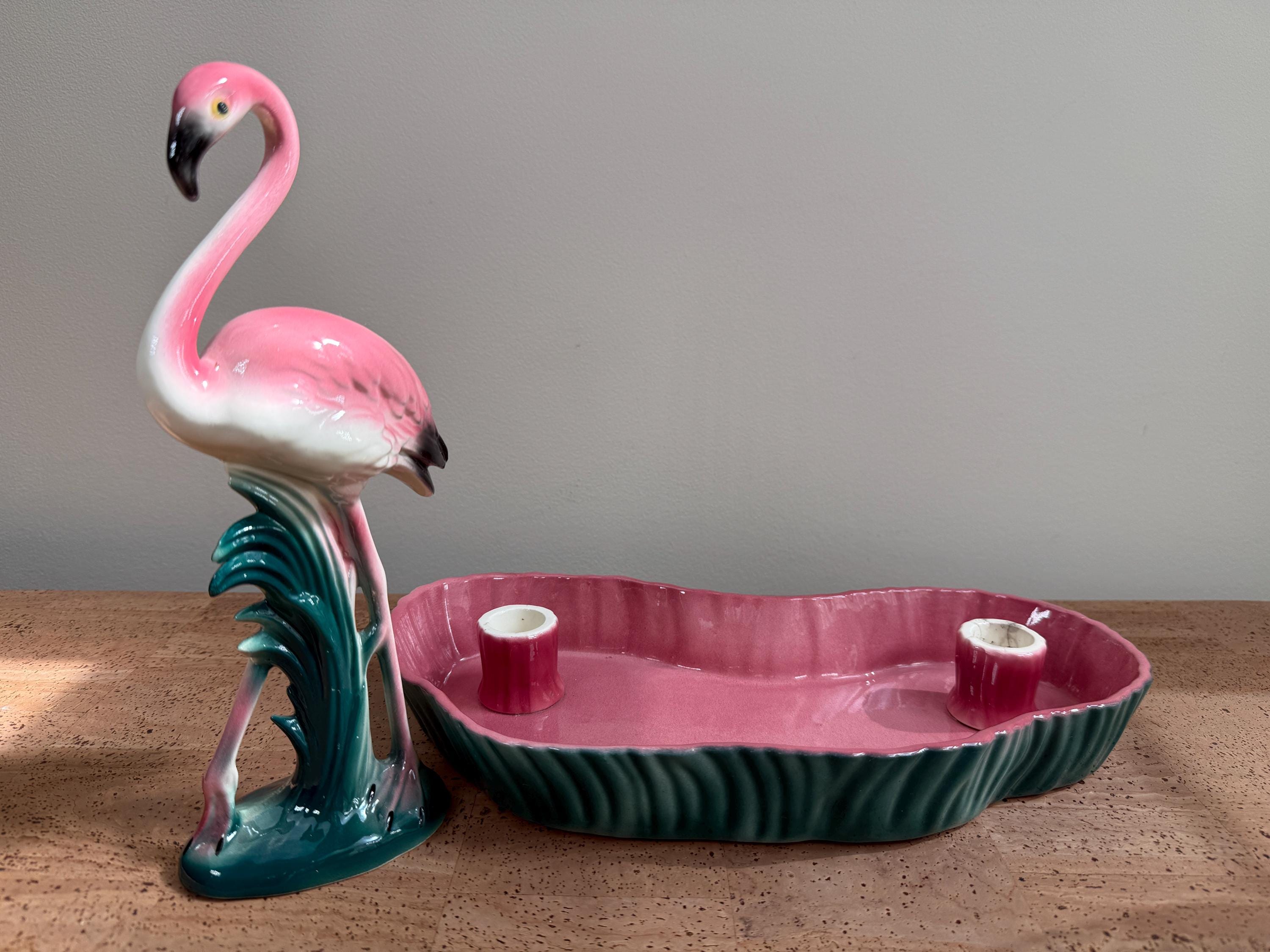 Maddux of California Flamingo Console Set | #1024 Candleholder Wading Pond | #400 Flamingo