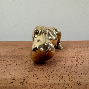 Vintage Brass Smiling Hippo Figurine India image 2