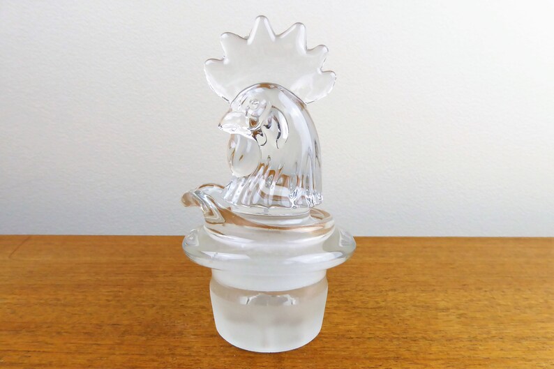 Heisey Rooster Glass Stopper and Decanted Pour Insert with Strainer BEAUTIFUL image 3