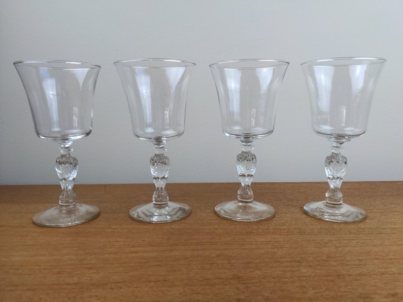 Vintage Libbey Liberty Bell 4 Glasses American Eagle Water Goblet Wine Glass 1974 image 1