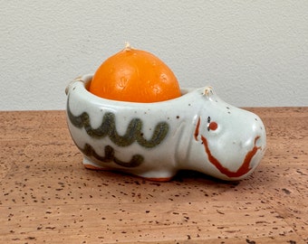 Takahashi Miniature Hippo Candleholder with Candle
