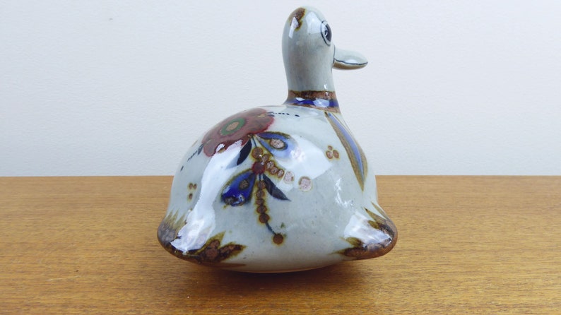 Floral Motif Jorge Wilmot Vintage Tonala Duck Figurine Mexico