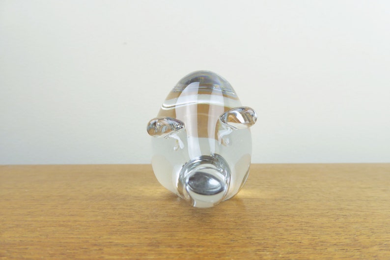 Vintage Glass Pig Figurine Pigurine Pulled Handblown Glass Art Glass image 2