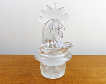 Heisey Rooster Glass Stopper and Decanted Pour Insert with Strainer | BEAUTIFUL