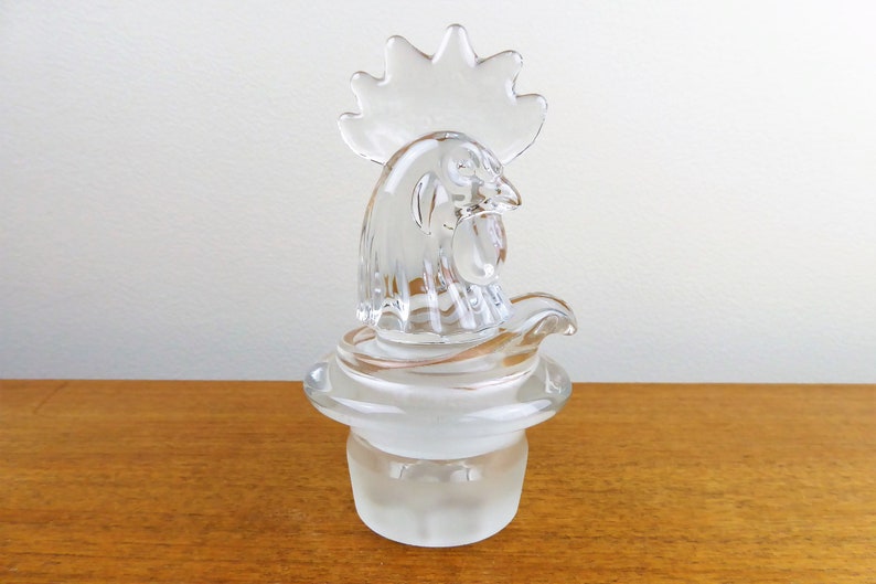 Heisey Rooster Glass Stopper and Decanted Pour Insert with Strainer BEAUTIFUL image 1
