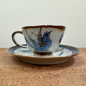 Ken Edwards Tonala Blue Bird Tasse & Untertasse Schmetterling El Palomar Guadalajara Mexiko Bild 1