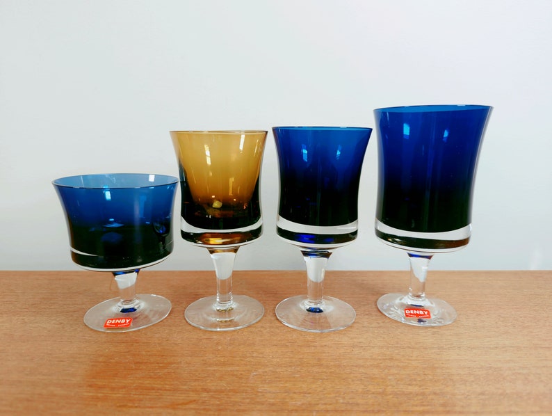 Denby Mirage Blue Juice Glasses Bo Borgstrom Milnor Sweden 1973-1980 image 7