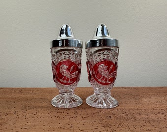 Vintage Hofbauer Ruby Byrdes Salt and Pepper Shakers | Lead Crystal | West Germany