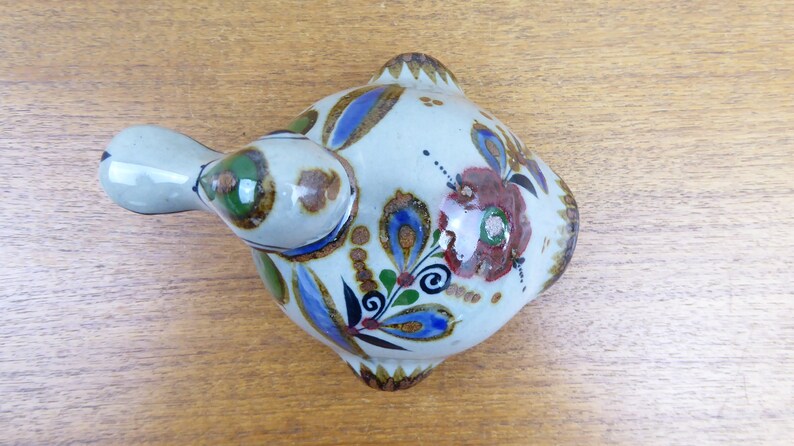 Floral Motif Jorge Wilmot Vintage Tonala Duck Figurine Mexico