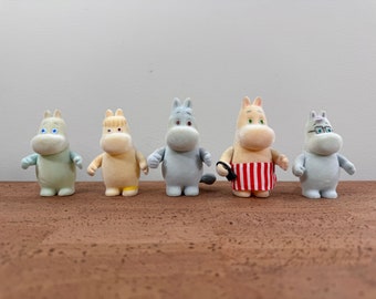 Vintage Fuzzy Moomin Articulated Figurines | Moomintroll Snorkmaiden Moominpappa Moominmamma Snork