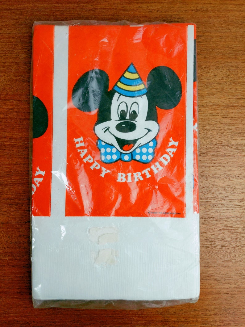 Vintage Mickey Mouse Birthday Paper Tablecloth Table Cover Walt Disney Productions 1965 image 1