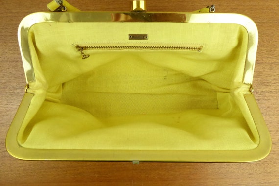 Roger Van Schoyck Yellow Pebbled Leather Handbag … - image 7