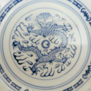 Vintage Chinese Porcelain 3 Dessert Bread Plates 5 Claw Dragon Rice Grain Rice Ware China image 2