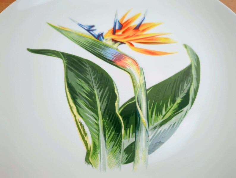 Santa Anita Pottery Bird of Paradise Platter Chop Plate Flowers of Hawaii CA image 2