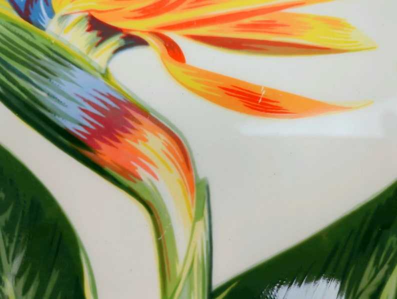 Santa Anita Pottery Bird of Paradise Platter Chop Plate Flowers of Hawaii CA image 3