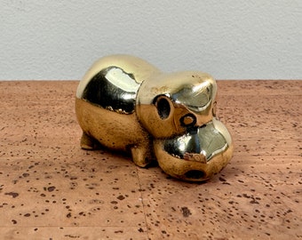 Vintage Miniature Brass Hippo Figurine | Korea