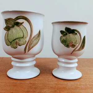 Denby Troubadour 5 1/8 2 Water Goblets VERSION 1 Hand Painted Magnolia Flowers Leaves image 10