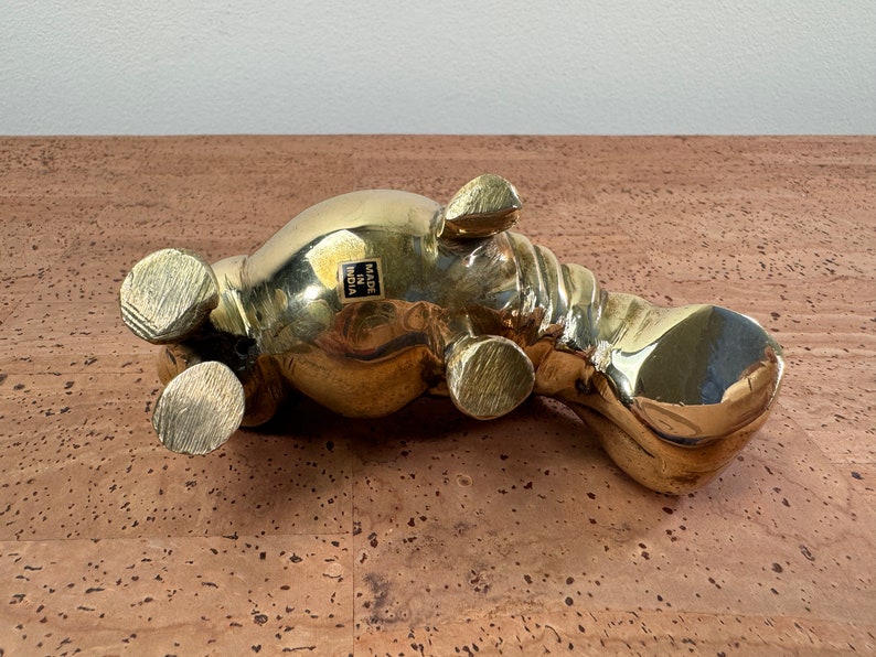 Vintage Brass Smiling Hippo Figurine India image 7