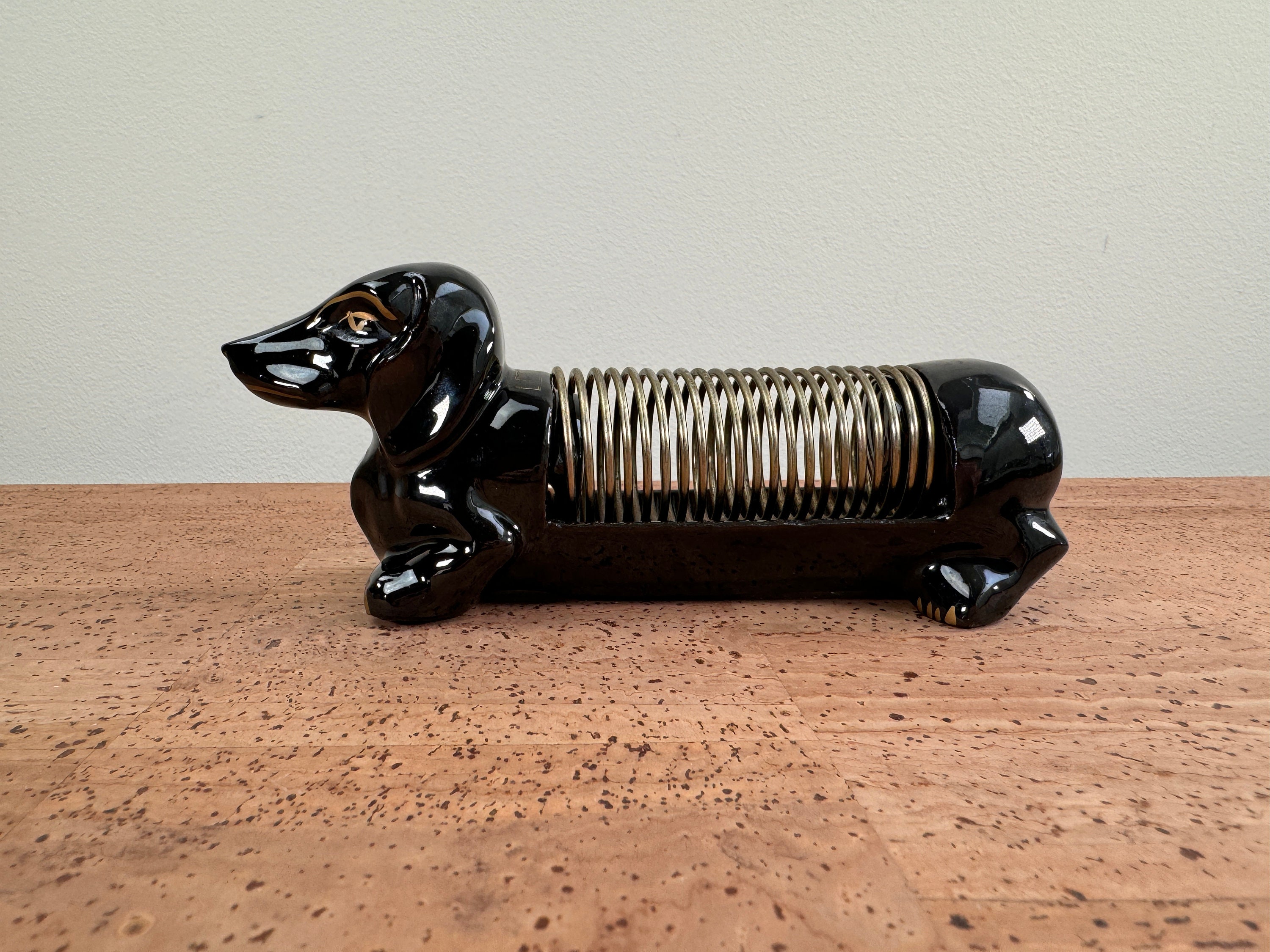 Vintage Ceramic Dachshund Letter and Pen Holder Gold Detail Coil Body Japan Etsy UK