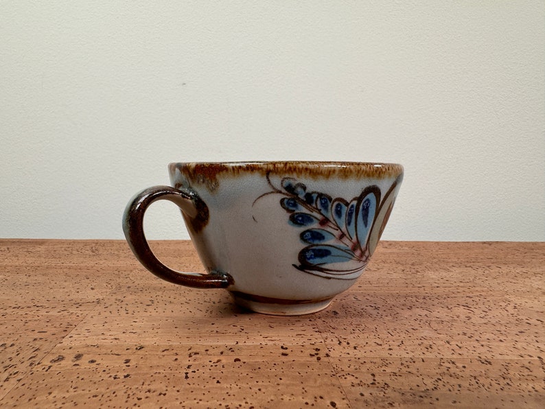 Ken Edwards Tonala Blue Bird & Butterflies Butterfly Coffee Tea Cup Teacup El Palomar Guadalajara Mexico image 3