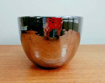Bitossi Chrome Plant Pot Bowl | Aldo Londi | Mirror Metallic Finish