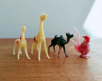 Glass Blown Miniature Animals | Giraffe Camel Rooster | Lampwork