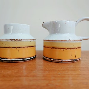 Midwinter Sun Creamer & Open Sugar | Stoneware | Staffordshire England | 1973 - 1986