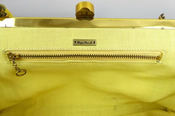 Roger Van Schoyck Yellow Pebbled Leather Handbag … - image 8