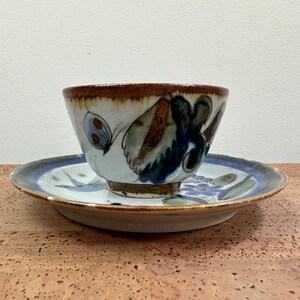 Ken Edwards Tonala Blue Bird Tasse & Untertasse Schmetterling El Palomar Guadalajara Mexiko Bild 2