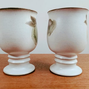 Denby Troubadour 5 1/8 2 Water Goblets VERSION 1 Hand Painted Magnolia Flowers Leaves image 2