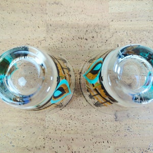Vintage Norma Jean Wright Themeware Blue Flame Design 24K Glasses Old Fashioned Lowball image 7