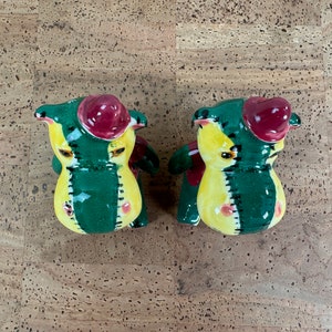 Vintage Ceramic Hippo Salt Pepper Shakers Quilted Patchwork Red Green Yellow image 5