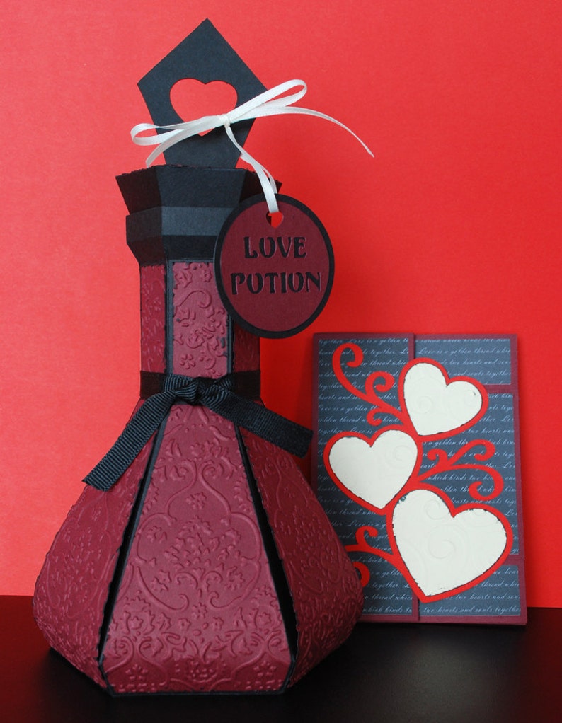 Love Potion Bottle and Lots of Love Card Digital Cutting Files SVG, PDF / Romantic / Valentine Gift / Valentine Card / Craft Template image 2