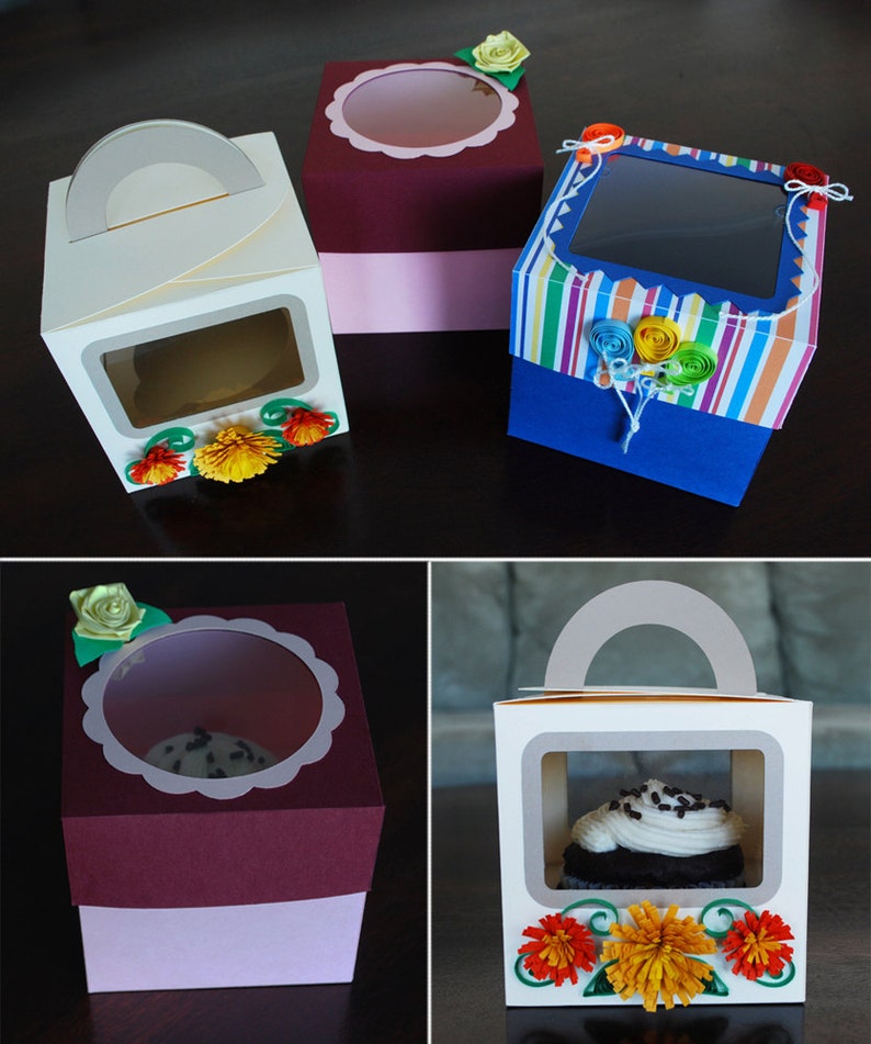 Download Cupcake Box Set Digital Cutting Files SVG PDF / Template / | Etsy