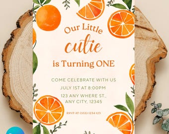 Little Cutie Birthday Invitation | Editable Clementine Orange Invitation| Instant Download Birthday Invite | Digital Printable Download