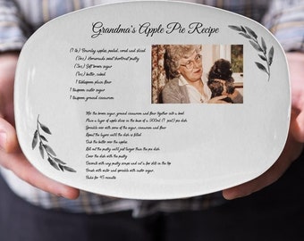 Personalized Handwriting Recipe Platter, Custom Photo Platter Serving Plates, Family Recipe Plate, Mother's Day Gift For Grandma, Mom