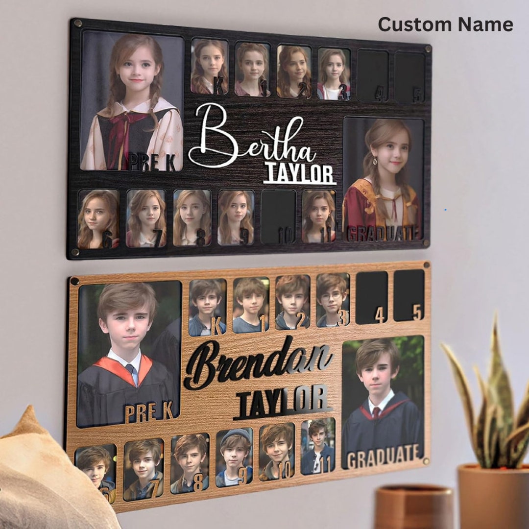 Personalized School Years Picture Frame Pre K 12, Pre K to Graduation