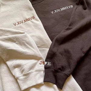 Custom Embroidered Initial Heart Sweatshirt,Initial on Sleeve Couples Gift • Engagements,Anniversaries,Bachelorette&#39;s,Custom Hoodie.