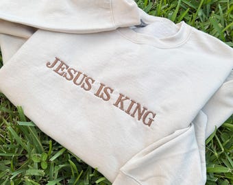 Embroidered Faith Over Fear Hoodie: Christian Sweatshirt with Cross