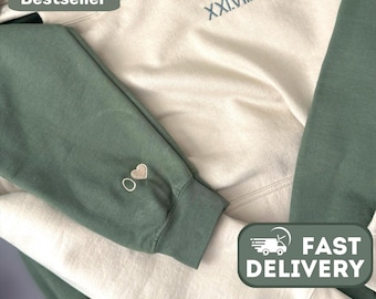 Custom Embroidered Roman Numeral Hoodie: Personalized Date Sweatshirt