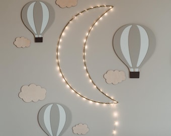 Set of wooden hot airballoon, kidsdecoration, kidsroom wall decoration,heißluftballon fur kinderzimmer,air balloon, kidsroom, decor for kids