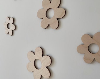 Wooden daisies, daisy, Wooden flowers, blumen aus holz, nursery decoration, kinderzimmer deko, Kidsroom decoration, wall sign