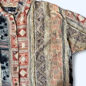 Vintage Rayon Co-Ord Set - Shirt & Shorts - SoftWear - Size L/XL image 5